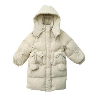 儿童羽绒服女童中长款2025新款韩版中大童白鸭绒加厚保暖外套冬季