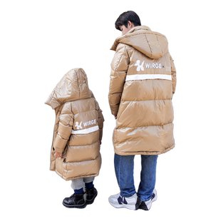 韦氏新品亲子白鸭绒羽绒服休闲男童长款连帽