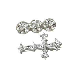 甜心辣妹十字架水晶发夹甜酷y2k小花朵钻石侧边夹原宿亚文化发卡