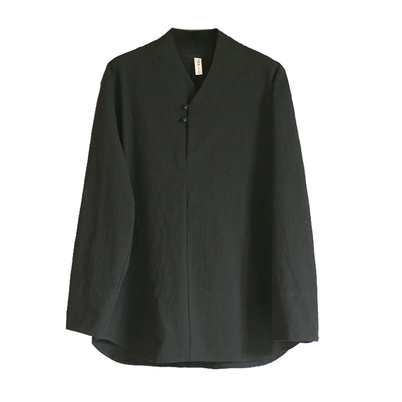 棉麻黑色内搭中国风外穿茶服衬衣