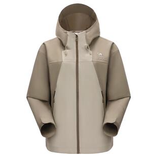 骆驼户外白色小斗篷式冲锋衣女2026春季新款防水外套短款登山服装