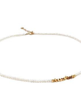 Céleste纯银碎银子小米珍珠项链