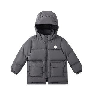 丽婴房三防儿童加厚面包羽绒服鸭绒中长款秋冬男女童纯色保暖外套