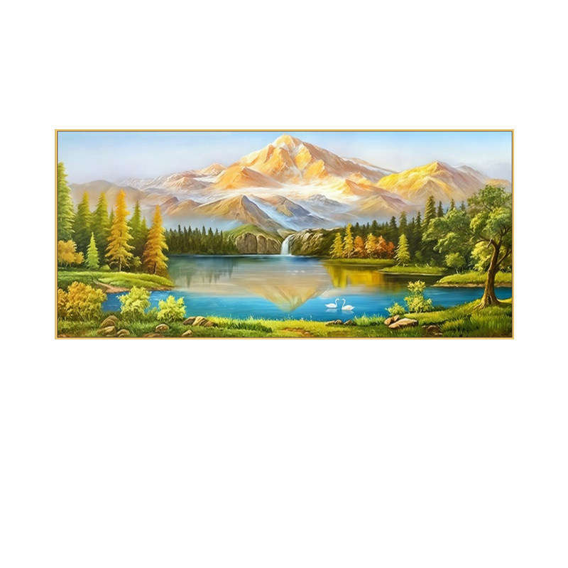 金山聚宝盆山水画靠山图客厅装饰画高级感沙发背景墙茶室卧室挂画