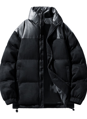 羽绒棉衣立领拼接冬季外套面包服
