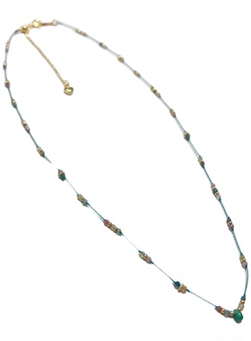 天然祖母绿水滴吊坠项链绿色绳编满天星原创女法式小众ins风叠戴