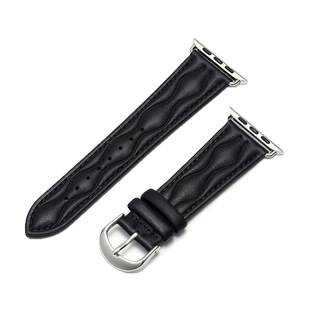 适用apple watch Ultra2代苹果手表10表带真皮iwatch9/8/7/6/5/4/3牛皮S8透气42个性皮质49mm女款经典米白色