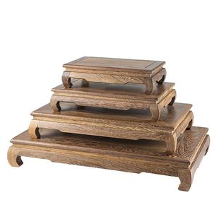 鸡翅木黑檀木中式底座插花器皿装饰盆栽花盆底托架 茶席桌面摆件