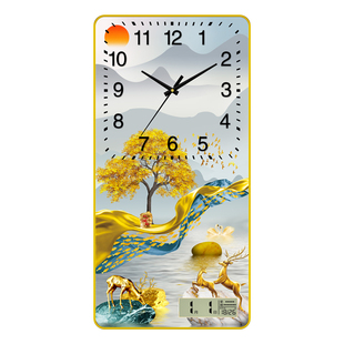 新款客厅挂钟家用创意装饰钟表中式时钟挂墙现代日历钟石英钟挂表