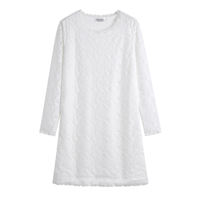 加绒加厚中长款蕾丝连衣裙打底裙