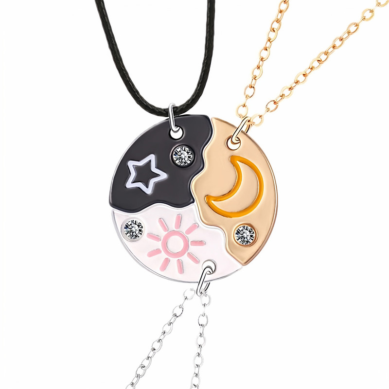 闺蜜日月星项链手链钥匙扣九件套