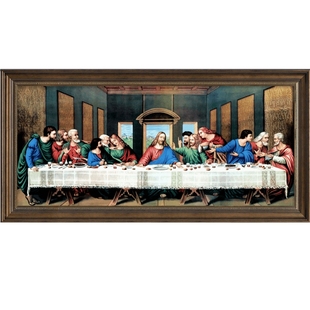 达芬奇装饰画最后的晚餐油画客厅挂画世界名画沙发背景墙壁画复古