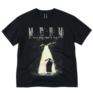 MEDM×Iria的信箱联名 天空的裂缝数码印花闪粉logo短袖休闲T恤夏