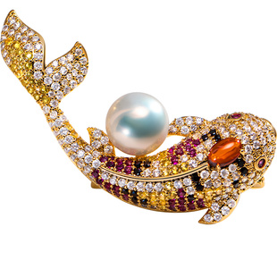 南珠宫轻奢锦鲤淡水珍珠胸针女配饰C-CJZ043HD-J