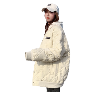 韩系加厚棉服棉衣女2025年新款潮秋冬季外套夹棉薄韩系菱格棒球服