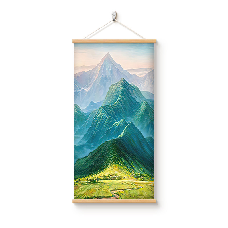 青山图靠山图西墙玄关挂画
