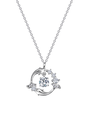 余生有你纯银项链女锁骨简约轻奢小众海豚之恋吊坠七夕礼物送女友