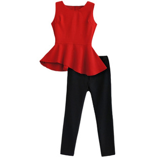 夏季薄款红色雪纺裙摆小背心上衣女清爽凉快海边旅游无袖小坎308