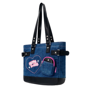 木与石包包2025新款通勤辣妹大学生上课单肩电脑大容量牛仔托特包