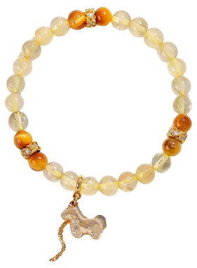 女款爆闪招财马天然金发晶水晶手链女时尚感金虎眼马年手串手饰