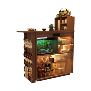 吧台桌子岛台中古风复古家用可伸缩客厅实木沙发边柜小户型隔断柜