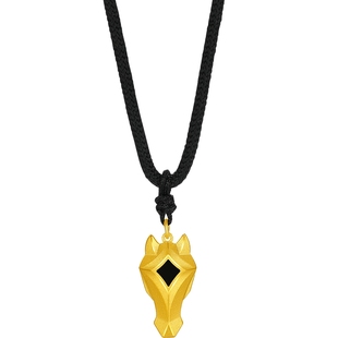 周六福黄金计价精品足金黑马吊坠潮酷挂坠生肖马系列新年礼物