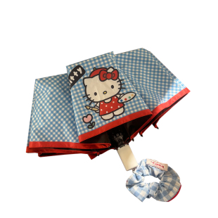 Kitty控必入可爱少女心自动雨伞折叠晴雨两用黑胶防紫外线太阳伞