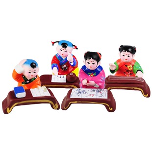 天津泥人张彩塑 琴棋书画吹拉弹唱 中国风摆件装饰品中式古典礼品
