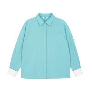 LLANO绑带基础款袖口可拆卸衬衫纯棉复古盐系外搭上衣衬衣女秋冬