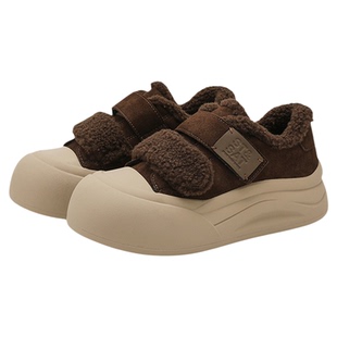 星期六厚底毛毛鞋女2025冬季新款时尚加绒保暖棉鞋魔术贴休闲板鞋