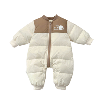 婴幼儿冬季羽绒服连体衣加绒爬服