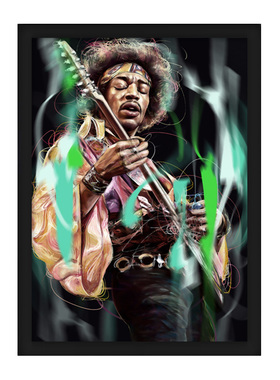JimiHendrix摇滚带框海报装饰画
