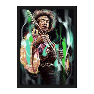 Jimi Hendrix 吉米·亨德里克斯带框海报 摇滚吉他琴行酒吧装饰画