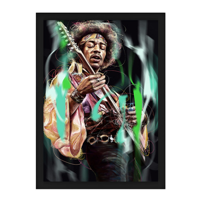 JimiHendrix摇滚带框海报装饰画
