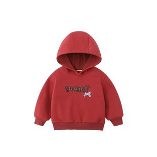 [骏马福裳230g]齐齐熊宝宝新年摇粒绒卫衣男女童冬款儿童加绒红色