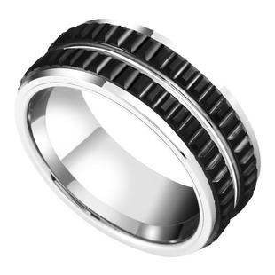 飒雅黑色戒指男士钨金小众设计潮时尚百搭中无名食指单身指环个性