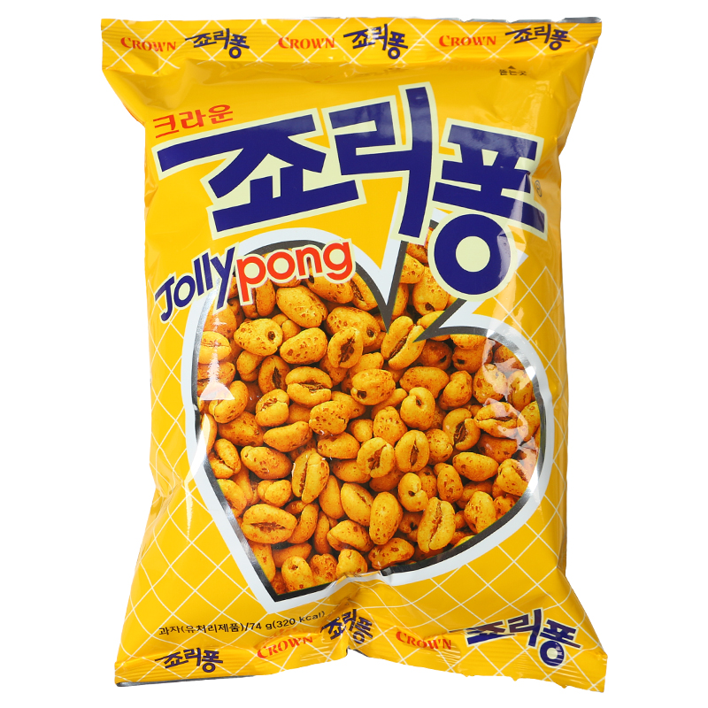 韩国进口食品CROWN克丽安大麦粒爆米花膨化休闲零食74g袋装包邮