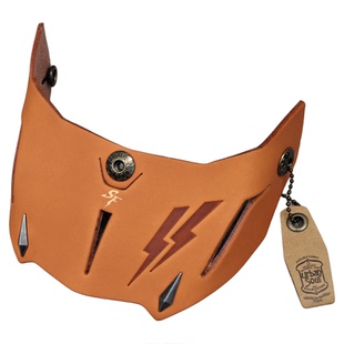 意大利进口手工皮革帽檐 闪电 真皮复古三点扣头盔半盔全盔通用款