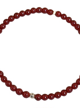 astudio纯银复古红玛瑙串珠手链