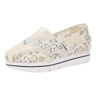 Tt&Mm/汤姆斯女鞋一脚蹬网面蕾丝网鞋潮流透气夏季厚度增高帆布鞋