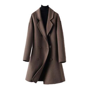 羊毛大衣女中长款双排扣西装领韩版宽松双面妮子2026新款毛呢外套