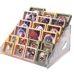 首饰收纳盒透明吧唧谷子展示架立牌支架色纸卡片徽章阶梯式置物架