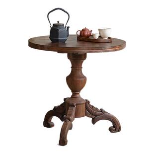 叕木|老柚木圆几\中古南洋复古法式侘寂风全实木沙发边桌阳台餐桌