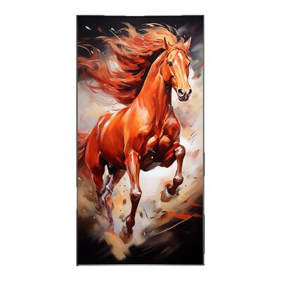 马到成功玄关装饰画发光带灯红色骏马图客厅壁画走廊入户过道挂画