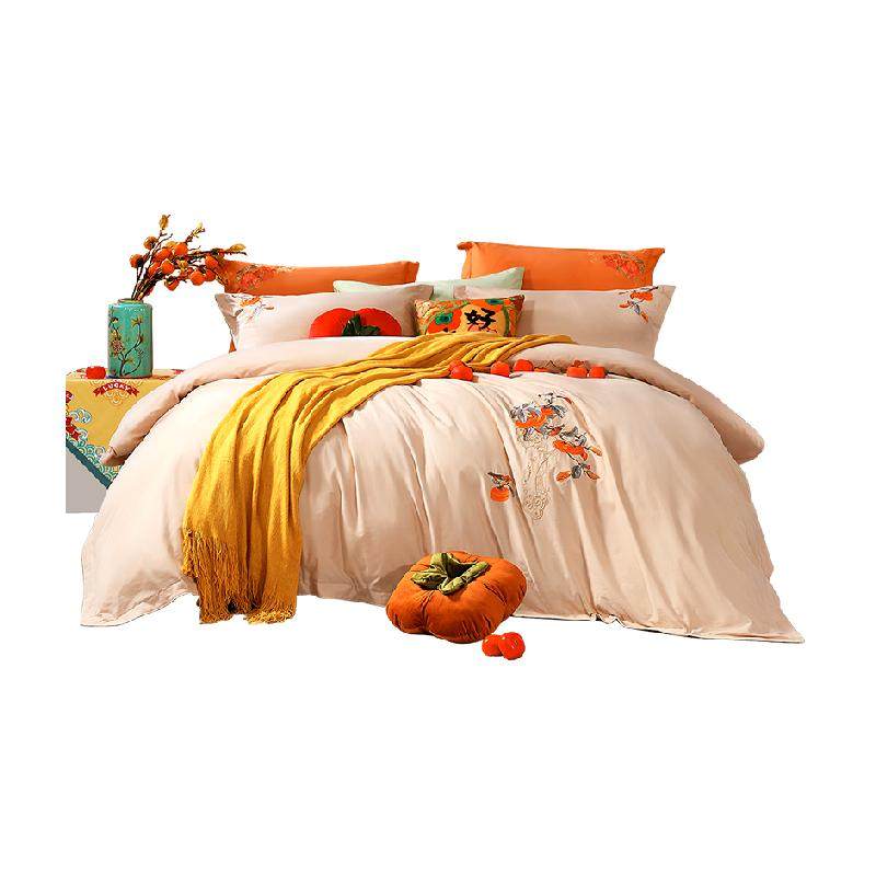 富安娜家纺全棉磨毛四件套60支长绒棉保暖套件秋冬季家用高端床品