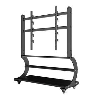 可移动电视机落地支架实木电视柜客厅带轮艺术推车75/85/98/100寸