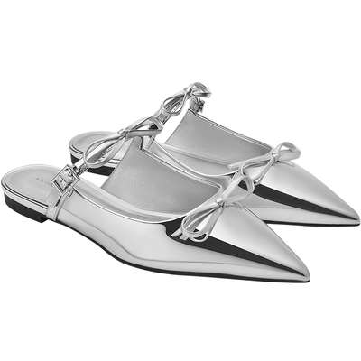 CHARLES&KEITH春季女鞋CK1-70580265蝴蝶结尖头平底穆勒鞋拖鞋