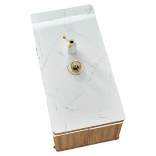 实木多功能茶几小户型加高款伸缩储物岩板升降茶几餐桌两用带凳子