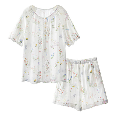 嫚熙女士夏季弹力丝麻棉家居服