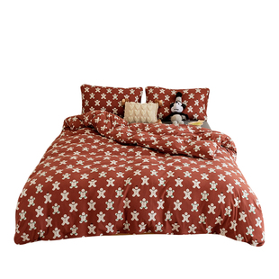 A类裸睡针织天竺棉被套三件套可爱200x230cm纯棉被罩双人全棉床品